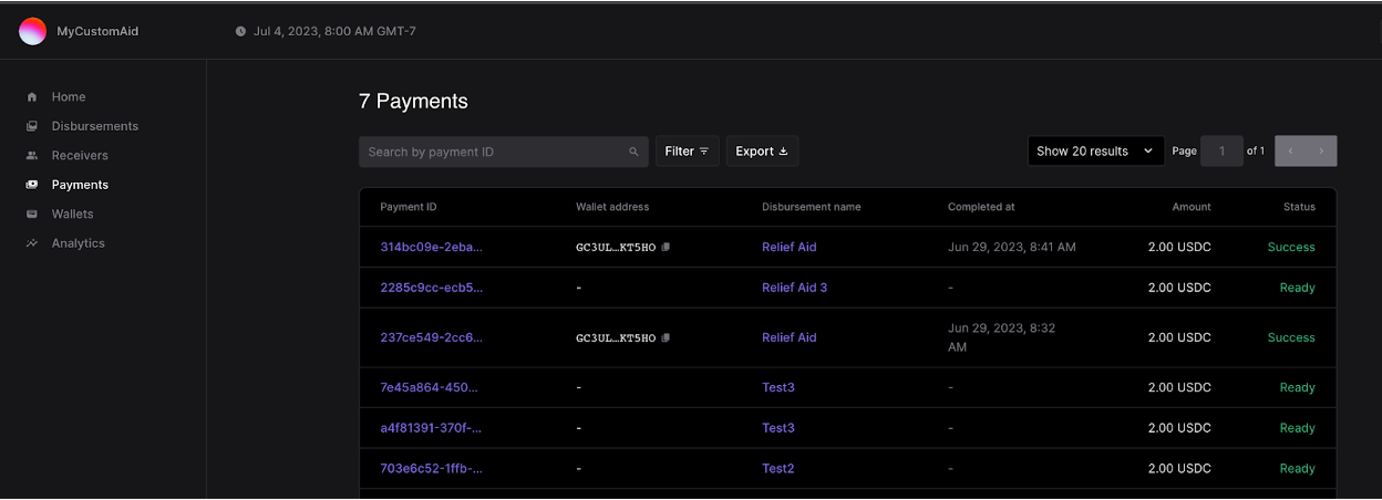 Payments SDP Screenshot