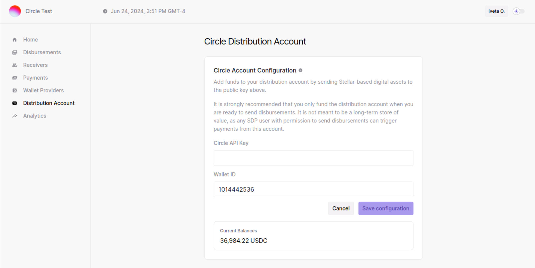 Circle Configuration SDP Screenshot