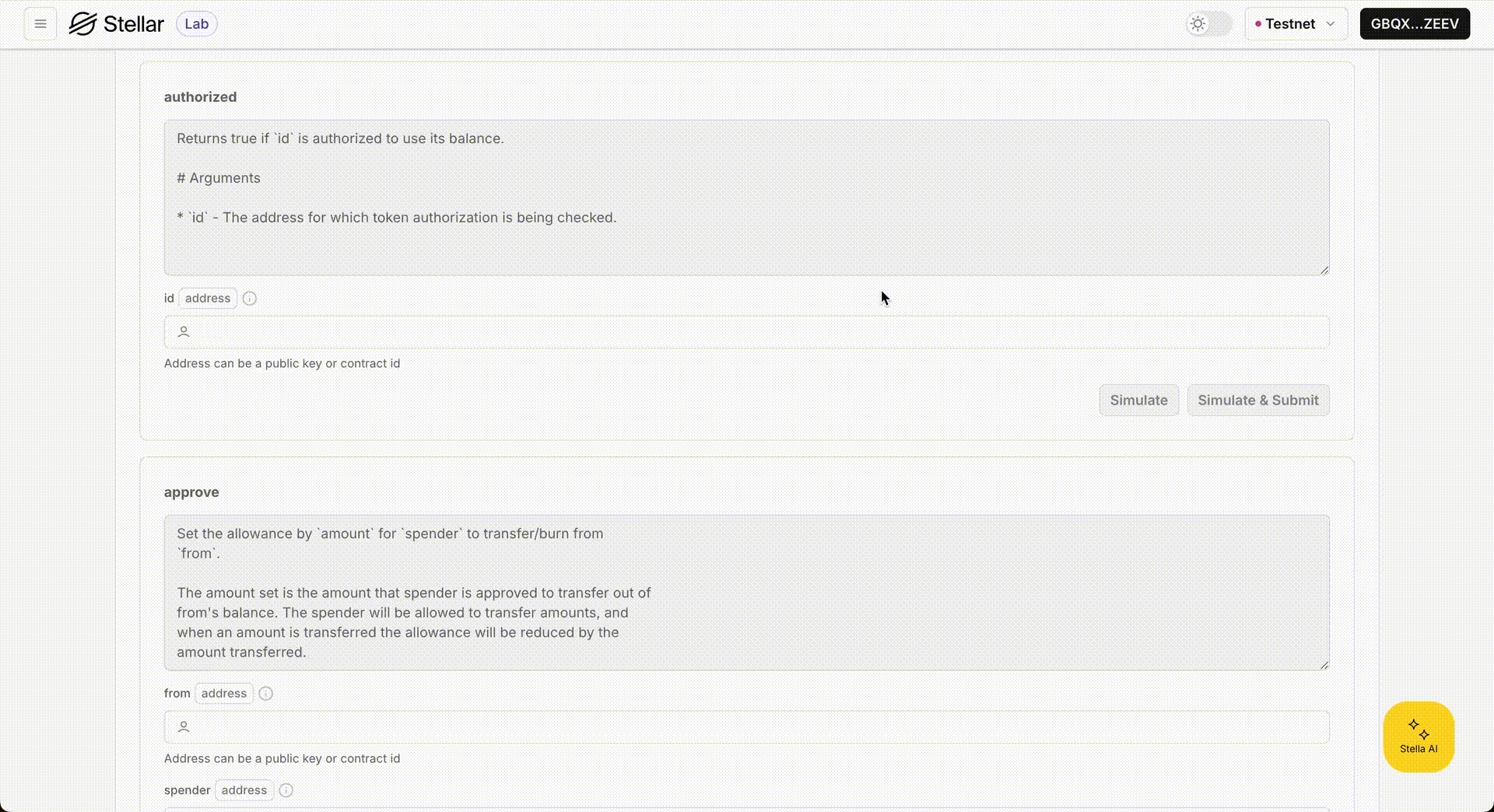 Lab Contract Explorer Invoke Contract