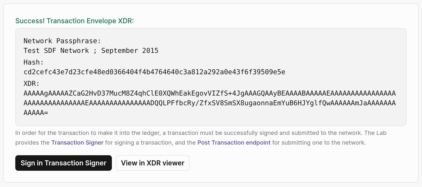 Lab Transaction Validation Success