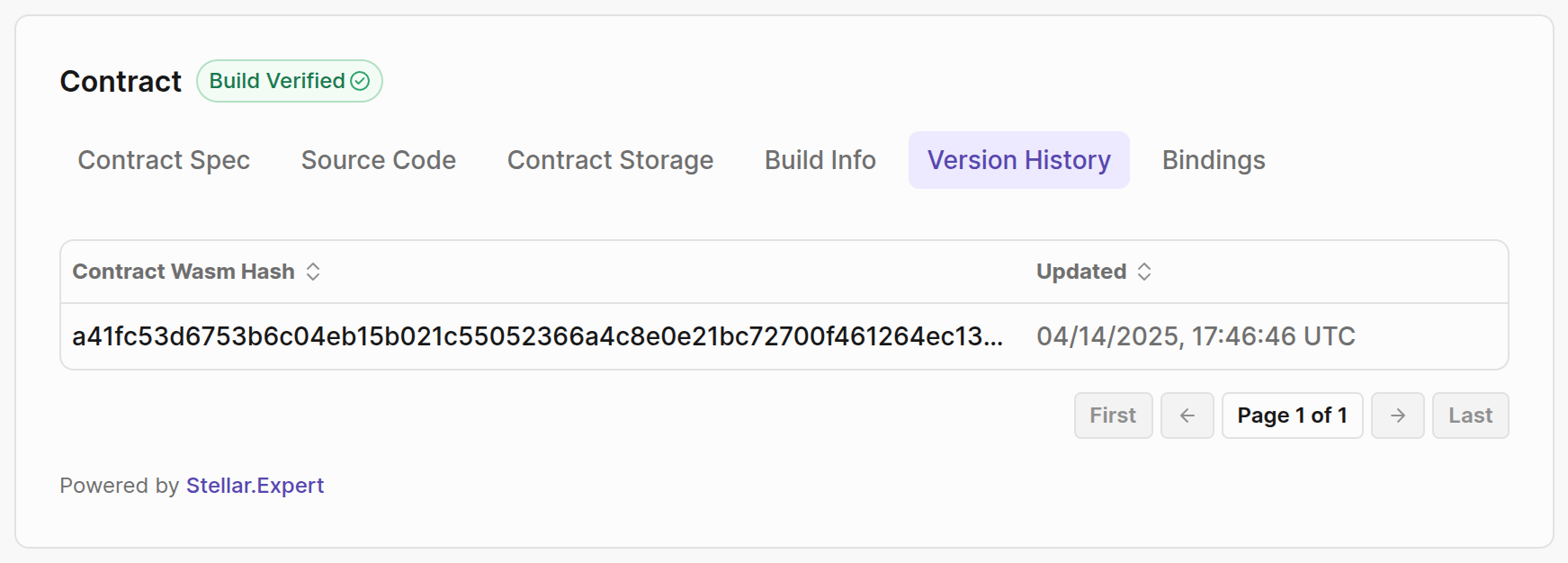 Lab Contract Explorer Version History